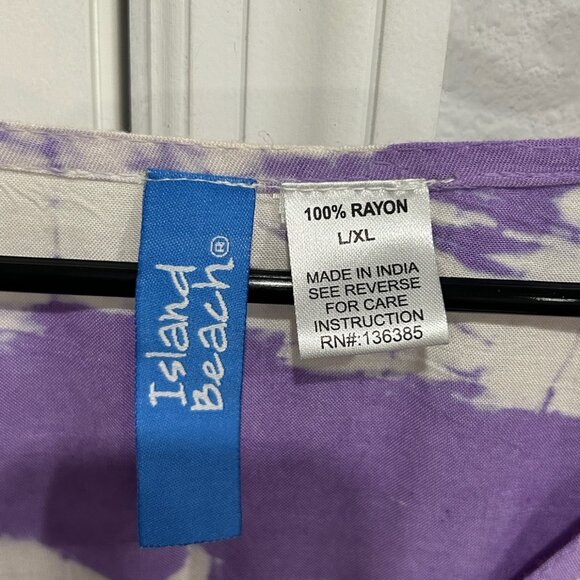 Island Beach Short Sleeve MuMu Dress Purple White Sz Large XL Tie Dye Caftan NWT - Picture 5 of 10